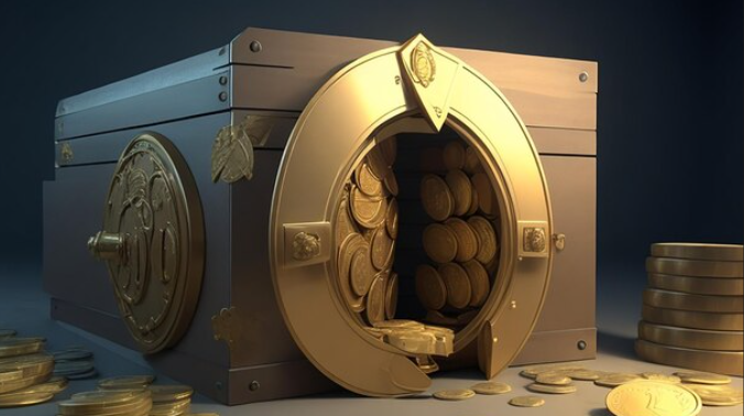 Coffre rempli de pièces d'or